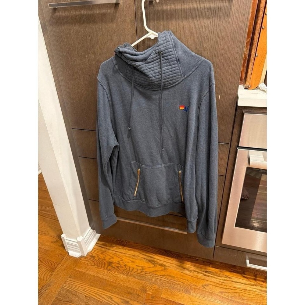 Aviator Nation Ninja Pullover Hoodie in a charcoal gray wash women's xxl